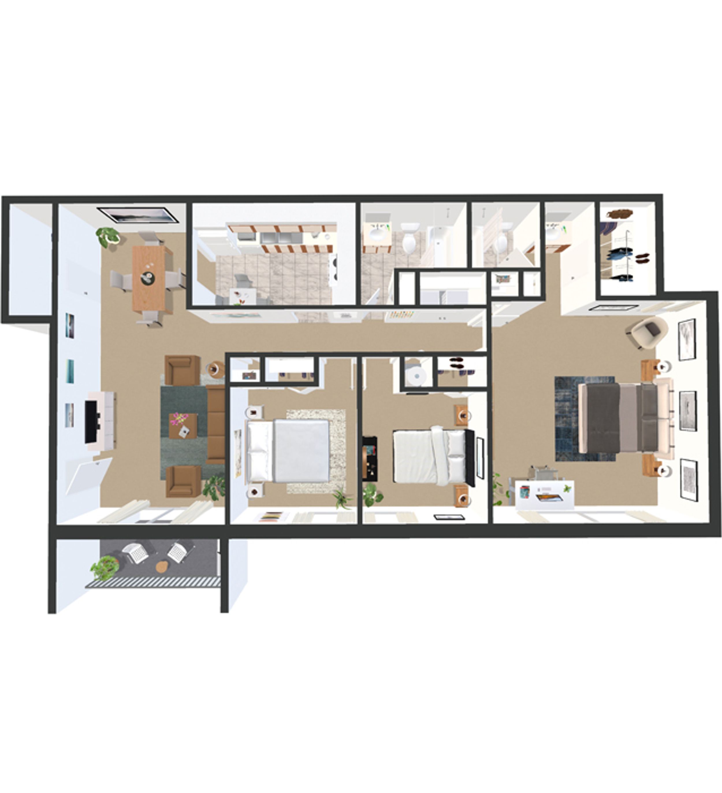 3 Bed / 2 Bath floorplan